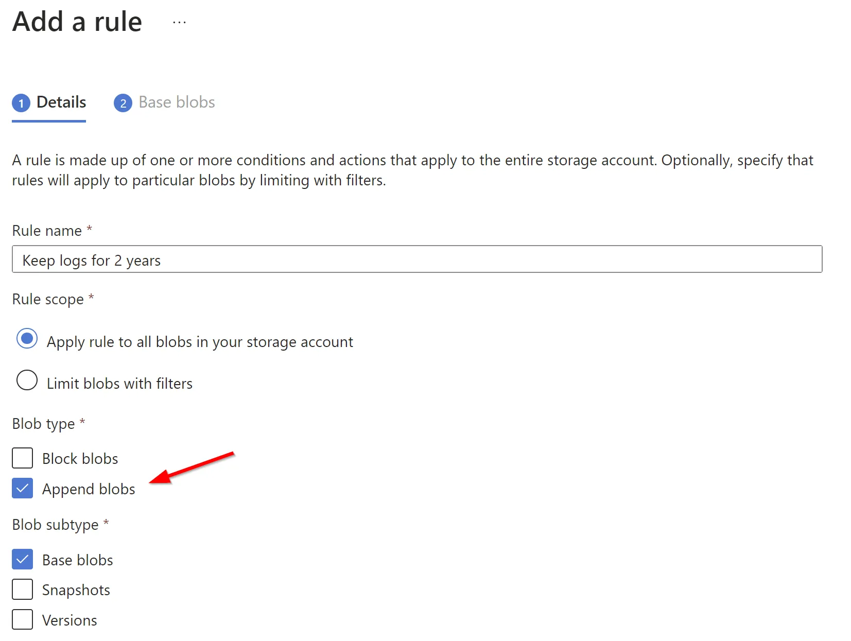 Lifecycle management rule creation